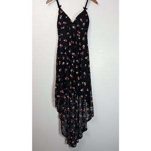 Disney Princess High Low Dress Women Size S Black Floral Sheer Dark Romantic